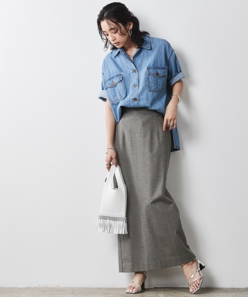 CHIC STYLE（シックスタイル）の「＜大きいサイズ＞綿100％アウトポケット半袖シャツ シックスタイル（シャツ/ブラウス・レディース・ブルー系/ベージュ・3L/5L/LL/4L/L）」の9枚目の写真