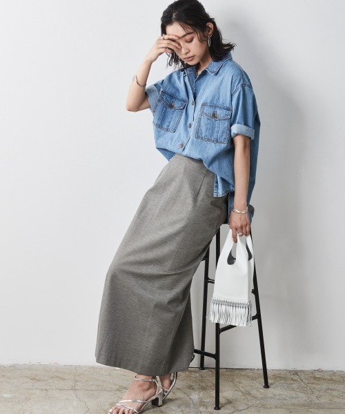 CHIC STYLE（シックスタイル）の「＜大きいサイズ＞綿100％アウトポケット半袖シャツ シックスタイル（シャツ/ブラウス・レディース・ブルー系/ベージュ・3L/5L/LL/4L/L）」の13枚目の写真