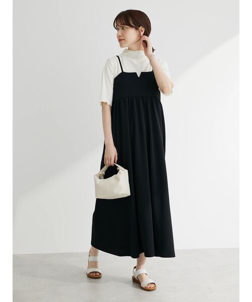 Green　Parks（グリーンパークス）の「メローリブ5分袖カットプルオーバー（Tシャツ/カットソー・レディース・ベージュ/サックスブルー/ホワイト系その他2/ダークネイビー・FREE）」の5枚目の写真