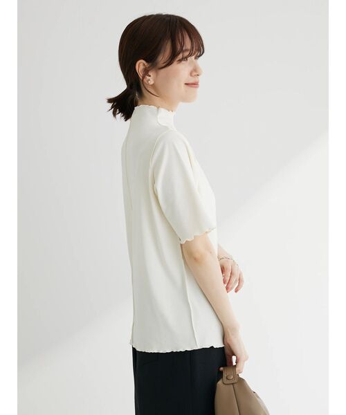 Green　Parks（グリーンパークス）の「メローリブ5分袖カットプルオーバー（Tシャツ/カットソー・レディース・ベージュ/サックスブルー/ホワイト系その他2/ダークネイビー・FREE）」の14枚目の写真