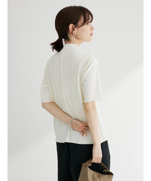 Green　Parks（グリーンパークス）の「メローリブ5分袖カットプルオーバー（Tシャツ/カットソー・レディース・ベージュ/サックスブルー/ホワイト系その他2/ダークネイビー・FREE）」の6枚目の写真