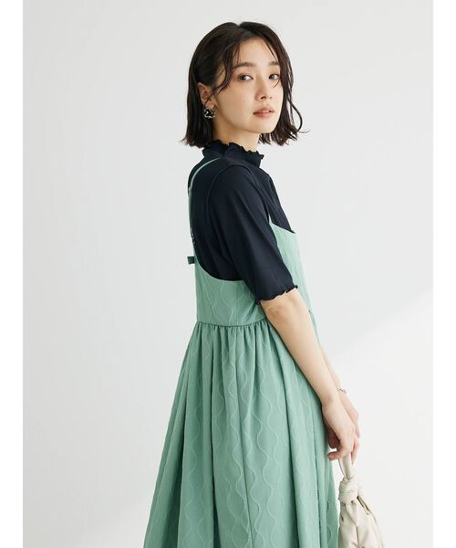 Green　Parks（グリーンパークス）の「メローリブ5分袖カットプルオーバー（Tシャツ/カットソー・レディース・ベージュ/サックスブルー/ホワイト系その他2/ダークネイビー・FREE）」の18枚目の写真