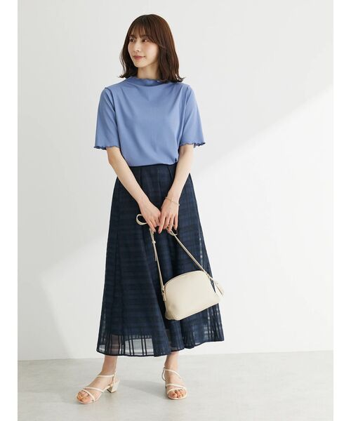 Green　Parks（グリーンパークス）の「メローリブ5分袖カットプルオーバー（Tシャツ/カットソー・レディース・ベージュ/サックスブルー/ホワイト系その他2/ダークネイビー・FREE）」の15枚目の写真