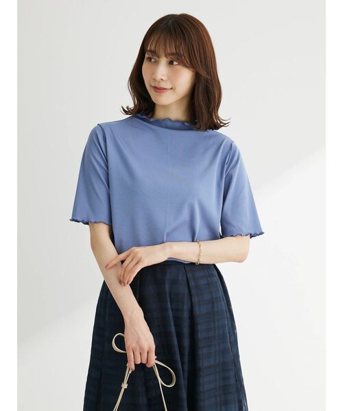 Green　Parks（グリーンパークス）の「メローリブ5分袖カットプルオーバー（Tシャツ/カットソー・レディース・ベージュ/サックスブルー/ホワイト系その他2/ダークネイビー・FREE）」の11枚目の写真