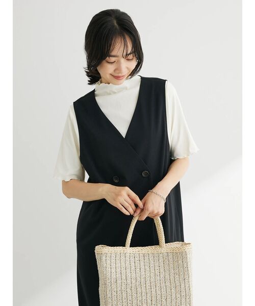 Green　Parks（グリーンパークス）の「メローリブ5分袖カットプルオーバー（Tシャツ/カットソー・レディース・ベージュ/サックスブルー/ホワイト系その他2/ダークネイビー・FREE）」の16枚目の写真