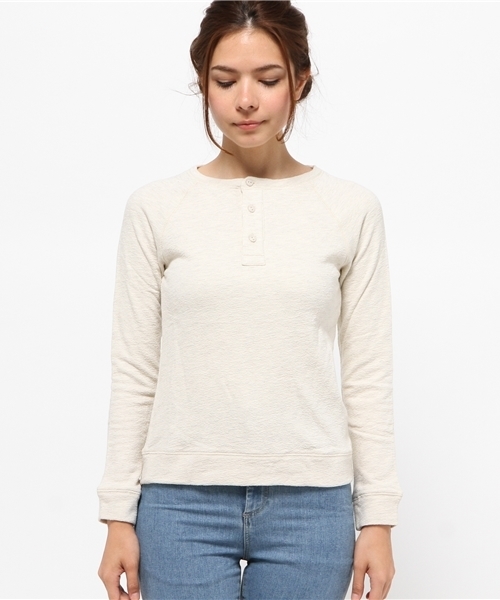 OUTLET(アウトレット)の「【Ciaopanic】ブロークンインレーヘンリーネックプルオーバー(Tシャツ/カットソー・レディース・グレー/オフホワイト・FREE)」の3枚目の写真