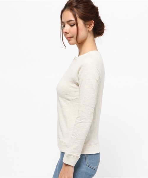 OUTLET(アウトレット)の「【Ciaopanic】ブロークンインレーヘンリーネックプルオーバー(Tシャツ/カットソー・レディース・グレー/オフホワイト・FREE)」の4枚目の写真