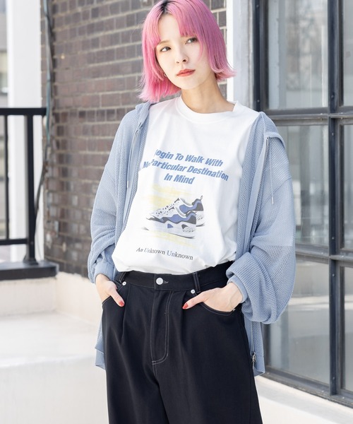 PBLIM（ページボーイリム）の「PBLIM/メッシュニットパーカー（ニット/セーター・レディース・ライトベージュ/ブルー/ブラック・FREE）」の3枚目の写真