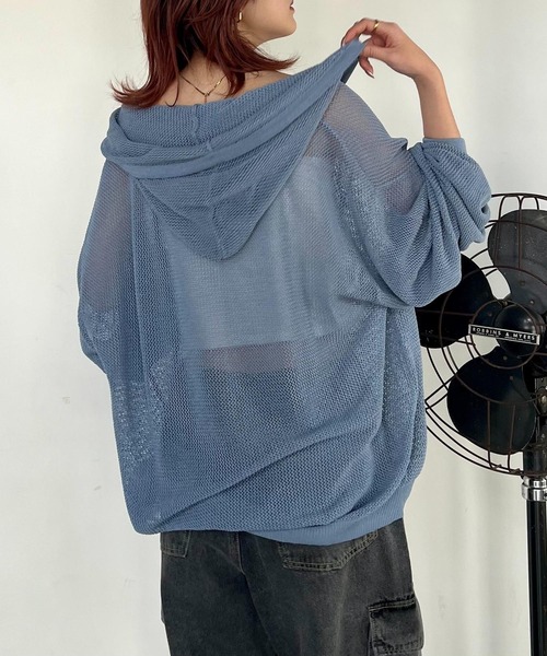 PBLIM（ページボーイリム）の「PBLIM/メッシュニットパーカー（ニット/セーター・レディース・ライトベージュ/ブルー/ブラック・FREE）」の14枚目の写真