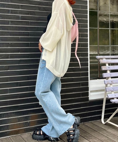 PBLIM（ページボーイリム）の「PBLIM/メッシュニットパーカー（ニット/セーター・レディース・ライトベージュ/ブルー/ブラック・FREE）」の21枚目の写真