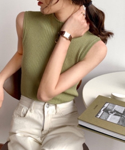 TONE SELECT GOODS（トーンセレクトグッズ）の「urbanfemine./ノースリーブニット U7037（ニット/セーター・レディース・ベージュ/ブラック/グリーン/グレー/ホワイト/イエロー・FREE）」の20枚目の写真