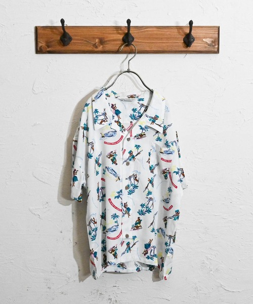 Anytime Songs（エニータイムソングス）の「アロハBIGシャツ（シャツ/ブラウス・キッズ・ホワイト系その他3/ネイビー系/ホワイト系その他2/ホワイト系その他4/ホワイト系その他5/ネイビー/ホワイト系その他/ブラック系その他3/ブラック/ブラック系その他2/ブラック系その他/オフホワイト・140/150/160）」の4枚目の写真