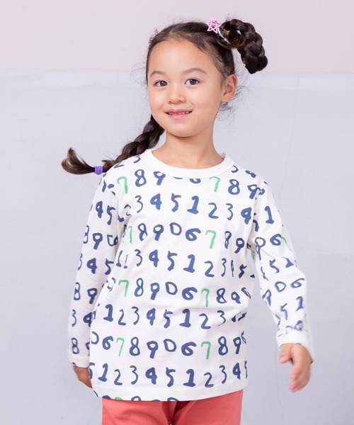 HOGAN RANCH WEAR（ホーガンランチウエア）の「ソウガラナガソデTシャツ（70～140cm）（Tシャツ/カットソー・キッズ・オフホワイト/ブルー/クリーム/マルチ/ブラック/ライトグリーン/グリーン/ピンク/ベージュ/オレンジ・70/80/90/95/100/110/120/130/140）」の2枚目の写真