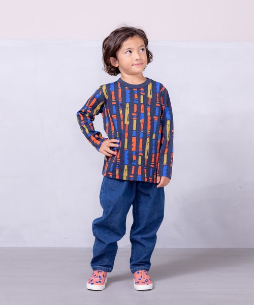 HOGAN RANCH WEAR（ホーガンランチウエア）の「ソウガラナガソデTシャツ（70～140cm）（Tシャツ/カットソー・キッズ・オフホワイト/ブルー/クリーム/マルチ/ブラック/ライトグリーン/グリーン/ピンク/ベージュ/オレンジ・70/80/90/95/100/110/120/130/140）」の16枚目の写真