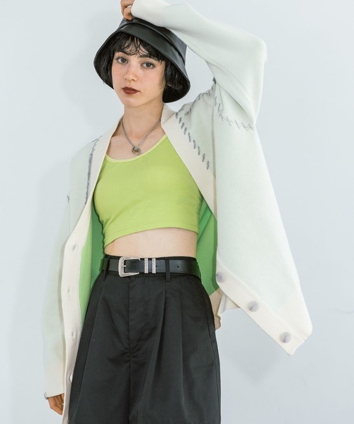 PAGEBOY（ページボーイ）の「Wフェイスハンドステッチカーディガン（カーディガン/ボレロ・レディース・モカ/オレンジ系/オフホワイト/ブラック/ターコイズブルー/オレンジ系その他・FREE）」の10枚目の写真