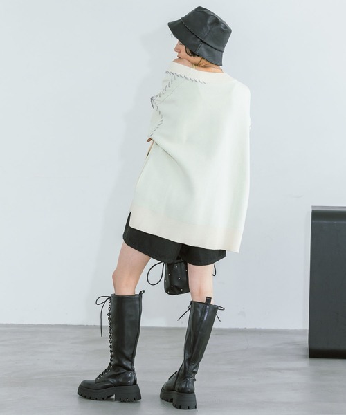 PAGEBOY（ページボーイ）の「Wフェイスハンドステッチカーディガン（カーディガン/ボレロ・レディース・モカ/オレンジ系/オフホワイト/ブラック/ターコイズブルー/オレンジ系その他・FREE）」の17枚目の写真