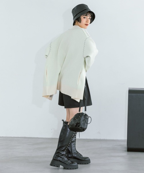 PAGEBOY（ページボーイ）の「Wフェイスハンドステッチカーディガン（カーディガン/ボレロ・レディース・モカ/オレンジ系/オフホワイト/ブラック/ターコイズブルー/オレンジ系その他・FREE）」の18枚目の写真