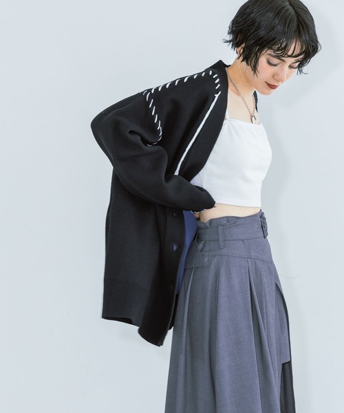 PAGEBOY（ページボーイ）の「Wフェイスハンドステッチカーディガン（カーディガン/ボレロ・レディース・モカ/オレンジ系/オフホワイト/ブラック/ターコイズブルー/オレンジ系その他・FREE）」の21枚目の写真