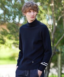 ◆【MonoMax1月号掲載】コットンカシミヤ スムース タートルネックニット