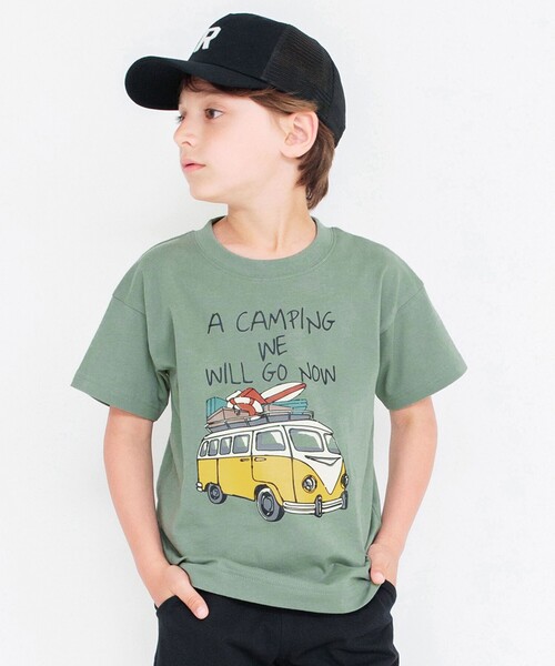 BRANSHES（ブランシェス）の「【プチプラ/吸水速乾】グラフィック半袖Tシャツ（Tシャツ/カットソー・キッズ・カーキオリーブ/マスタード/ブルー・90/100/110/120/130/140/150）」の2枚目の写真