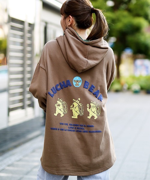 チチカカ（チチカカ）の「COBMASTER コラボ ルチャマスクコブベアプルオーバー【ユニセックス】（パーカー・メンズ・ブラウン/チャコールグレー・FREE）」の12枚目の写真