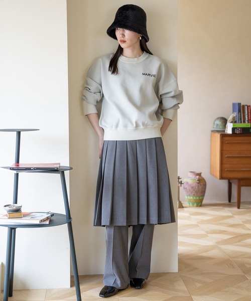 LOWRYS FARM（ローリーズファーム）の「スクールロゴニットプルオーバーロングスリーブ  976840（ニット/セーター・レディース・ネイビー/アイボリー/グリーン・FREE）」の4枚目の写真