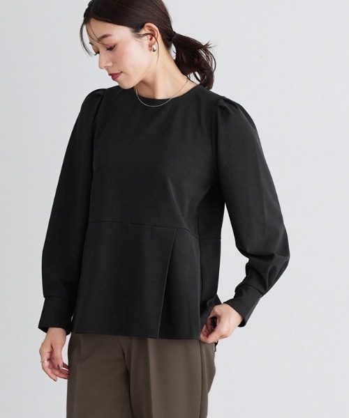 Pierrot（ピエロ）の「ペプラムTブラウス（シャツ/ブラウス・レディース・グレー/ブラック/ネイビー/オフホワイト/キャメル/ブルー・M/L）」の7枚目の写真