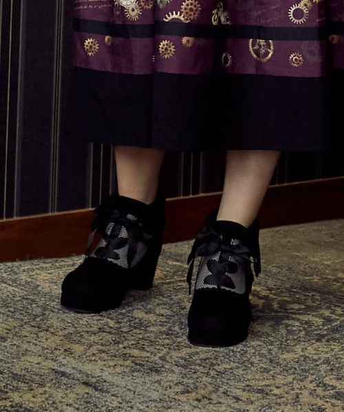 axes femme（アクシーズファム）の「襟風折り返しブーティー（ブーツ・レディース・ワイン/ブラック/ベージュ・LARGE/MEDIUM）」の4枚目の写真