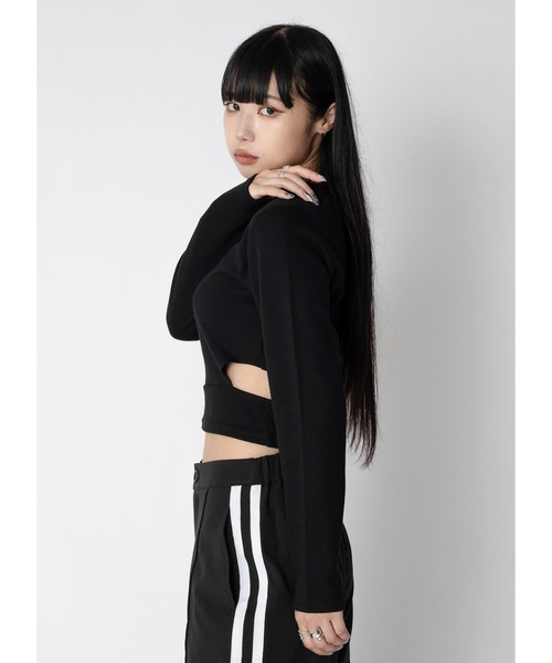 Adoon plain（アドーンプレーン）の「ウエストカットトップス / LS（Tシャツ/カットソー・レディース・パープル/ブラック/ホワイト・FREE）」の14枚目の写真