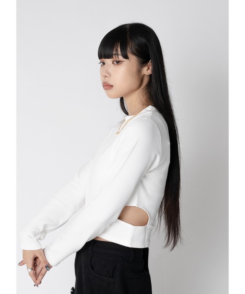 Adoon plain（アドーンプレーン）の「ウエストカットトップス / LS（Tシャツ/カットソー・レディース・パープル/ブラック/ホワイト・FREE）」の9枚目の写真