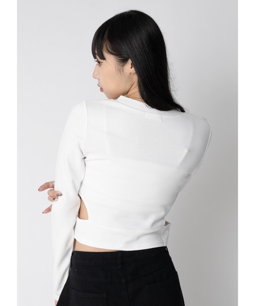 Adoon plain（アドーンプレーン）の「ウエストカットトップス / LS（Tシャツ/カットソー・レディース・パープル/ブラック/ホワイト・FREE）」の10枚目の写真