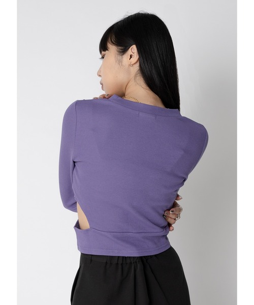 Adoon plain（アドーンプレーン）の「ウエストカットトップス / LS（Tシャツ/カットソー・レディース・パープル/ブラック/ホワイト・FREE）」の5枚目の写真