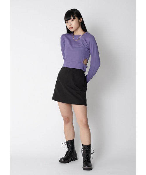 Adoon plain（アドーンプレーン）の「ウエストカットトップス / LS（Tシャツ/カットソー・レディース・パープル/ブラック/ホワイト・FREE）」の6枚目の写真