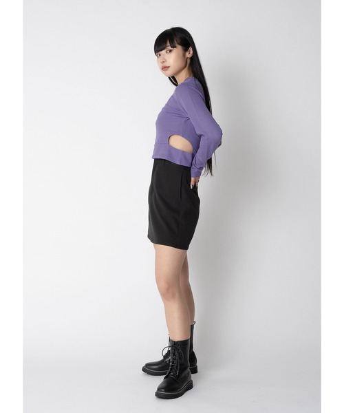 Adoon plain（アドーンプレーン）の「ウエストカットトップス / LS（Tシャツ/カットソー・レディース・パープル/ブラック/ホワイト・FREE）」の7枚目の写真