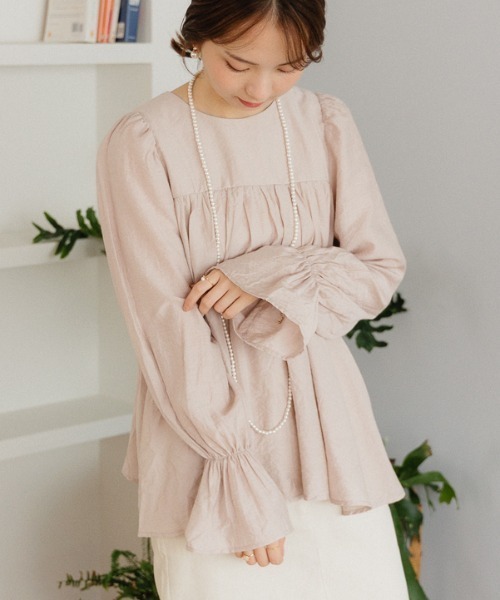 flower(フラワー)の「スイートフレアブラウス2(シャツ/ブラウス・レディース・ピンク/ホワイト・FREE)」の1枚目の写真