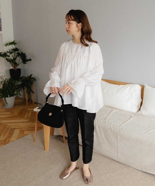 flower(フラワー)の「スイートフレアブラウス2(シャツ/ブラウス・レディース・ピンク/ホワイト・FREE)」の4枚目の写真