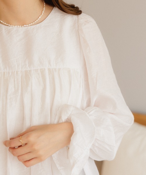 flower(フラワー)の「スイートフレアブラウス2(シャツ/ブラウス・レディース・ピンク/ホワイト・FREE)」の7枚目の写真