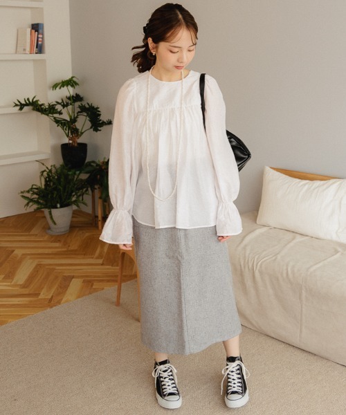 flower(フラワー)の「スイートフレアブラウス2(シャツ/ブラウス・レディース・ピンク/ホワイト・FREE)」の10枚目の写真