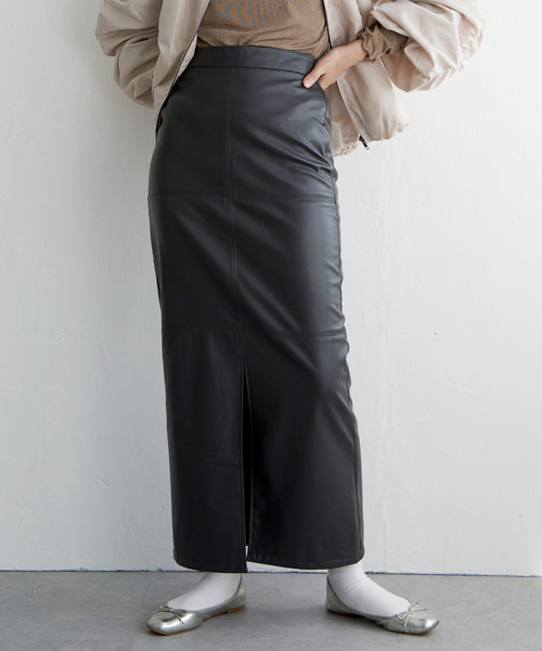 VENCEEXCHANGE(ヴァンスエクスチェンジ)の「フェイクレザーストレートスカート(スカート・レディース・チャコールグレー/ブラック・FREE)」の21枚目の写真