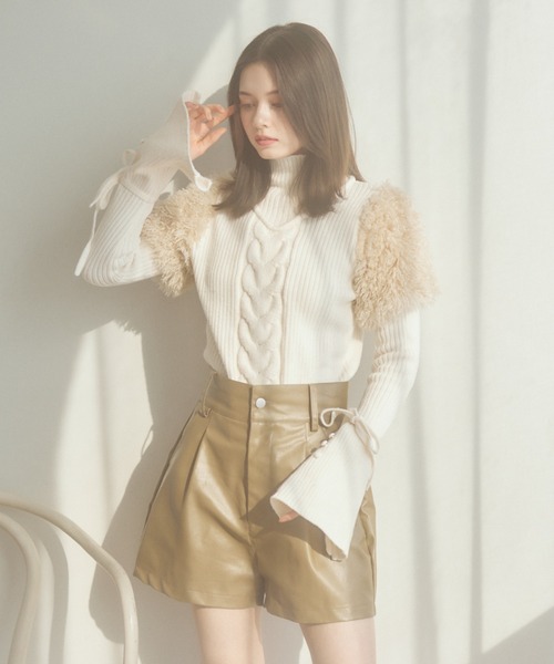 pomiii（ポミー）の「レザーショートパンツ（その他パンツ・レディース・ブラウン/アイボリー・MEDIUM/SMALL）」の20枚目の写真