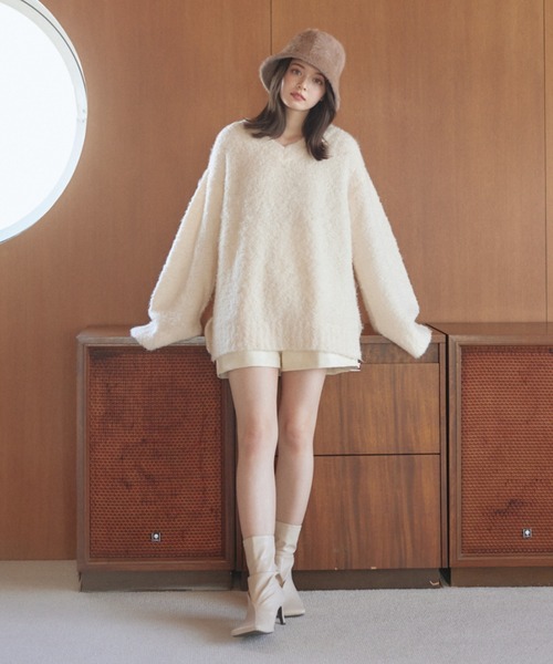 pomiii（ポミー）の「レザーショートパンツ（その他パンツ・レディース・ブラウン/アイボリー・MEDIUM/SMALL）」の4枚目の写真