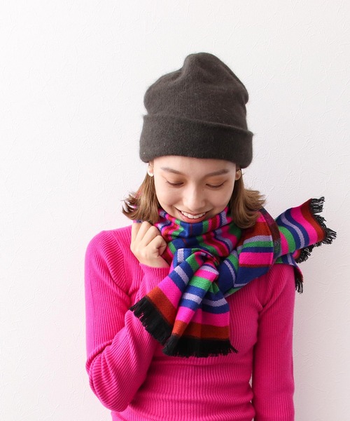 Three Four Time(スリーフォータイム)の「シャギーボリュームニットワッチ(ニットキャップ/ビーニー・レディース・グリーン/ピンク/アイボリー/チャコールグレー・FREE)」の3枚目の写真