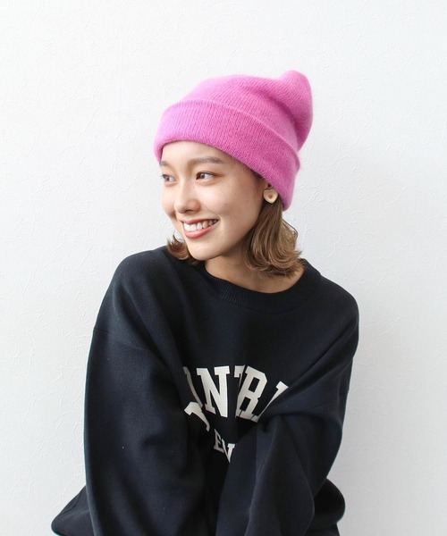 Three Four Time(スリーフォータイム)の「シャギーボリュームニットワッチ(ニットキャップ/ビーニー・レディース・グリーン/ピンク/アイボリー/チャコールグレー・FREE)」の5枚目の写真