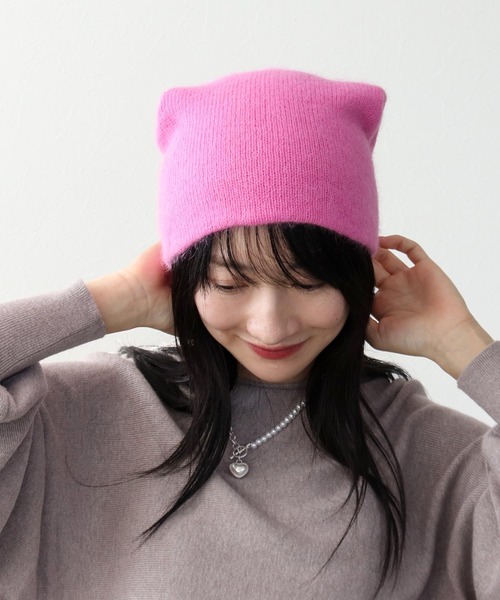 Three Four Time(スリーフォータイム)の「シャギーボリュームニットワッチ(ニットキャップ/ビーニー・レディース・グリーン/ピンク/アイボリー/チャコールグレー・FREE)」の7枚目の写真