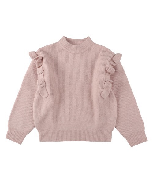 coca（coca）（コカ）の「ふあふあヤク風ニット フリルトップス（ニット/セーター・レディース・チャコール/ピンク・M/L）」の4枚目の写真