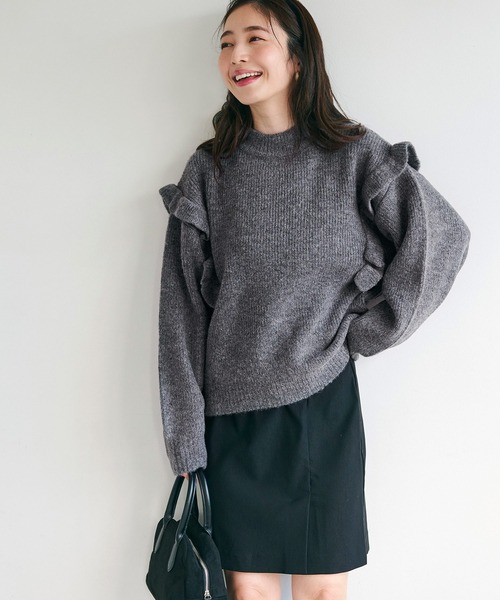 セール】ふあふあヤク風ニット フリルトップス（ニット/セーター