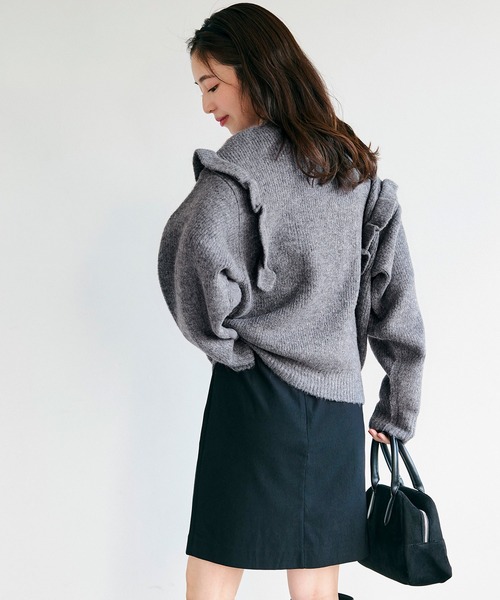 coca（coca）（コカ）の「ふあふあヤク風ニット フリルトップス（ニット/セーター・レディース・チャコール/ピンク・M/L）」の14枚目の写真