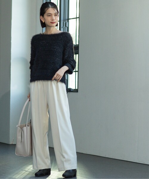 OPAQUE.CLIP(オペークドットクリップ)の「◆≪SS-LLsize≫ 裏起毛 イージーワイドストレートパンツ/ネオサーモ【蓄熱素材/洗濯機洗い可】(その他パンツ・レディース・オフホワイト/ブラック/ブルー/グレー・36/42/38/34/40)」の10枚目の写真