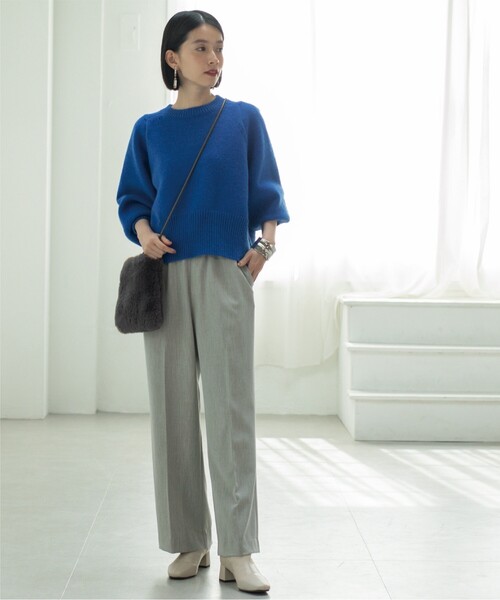 OPAQUE.CLIP(オペークドットクリップ)の「◆≪SS-LLsize≫ 裏起毛 イージーワイドストレートパンツ/ネオサーモ【蓄熱素材/洗濯機洗い可】(その他パンツ・レディース・オフホワイト/ブラック/ブルー/グレー・36/42/38/34/40)」の12枚目の写真