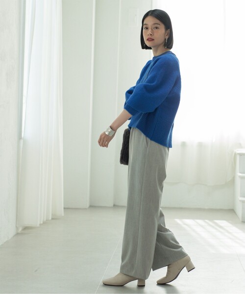 OPAQUE.CLIP(オペークドットクリップ)の「◆≪SS-LLsize≫ 裏起毛 イージーワイドストレートパンツ/ネオサーモ【蓄熱素材/洗濯機洗い可】(その他パンツ・レディース・オフホワイト/ブラック/ブルー/グレー・36/42/38/34/40)」の13枚目の写真